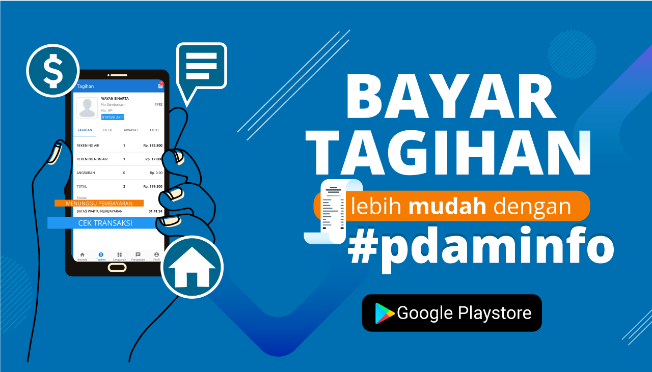 PDAM Info,Bayar Tagihan Rekenig Air,Rekening Air,Bayar Tagihan,Bayar tagihan rekening air online,Aplikasi pembayaran rekening air,Tagihan Air,Pembayaran tagihan rekening air